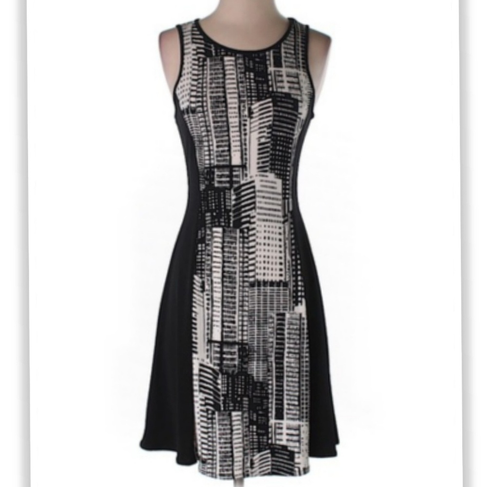 Banana Republic Small Black White City Scape Dress